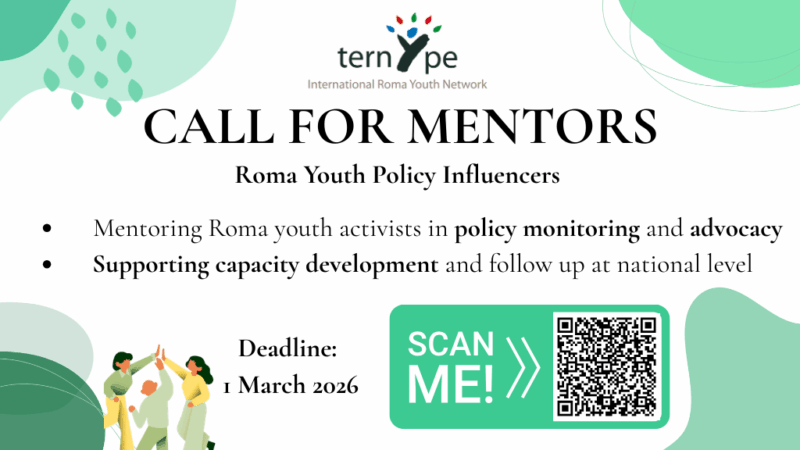 CALL FOR MENTORS – Roma Youth Policy Influencers – Policy Monitoring Phase